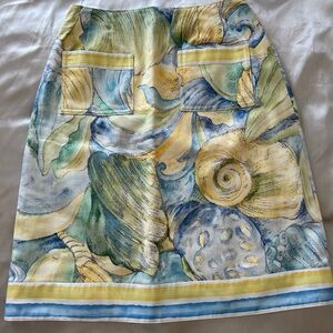 Floral and Sea Shell Print Women's Skirt Natural Fabric Cotton